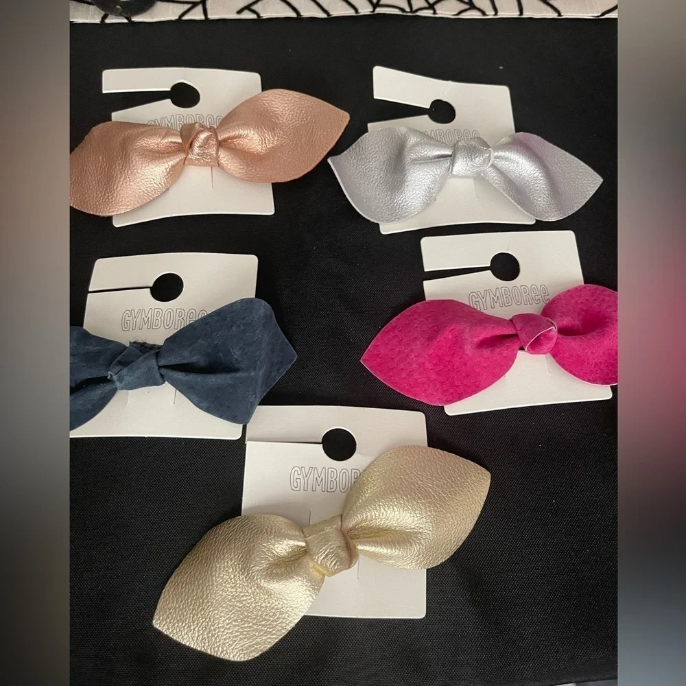Gymboree Metallic and Matte Bow Hair Clips Set, New w tags, 5 hair bows